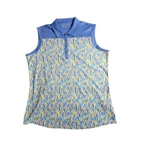 Bermuda Sands Women's Size XL Activewear Top Tennis Golf Pickleball Blue Print